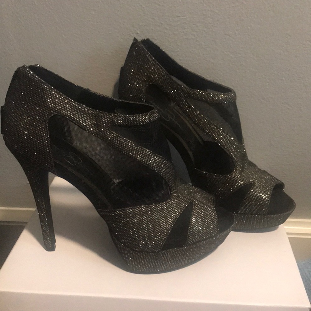 Sparkly mesh heels